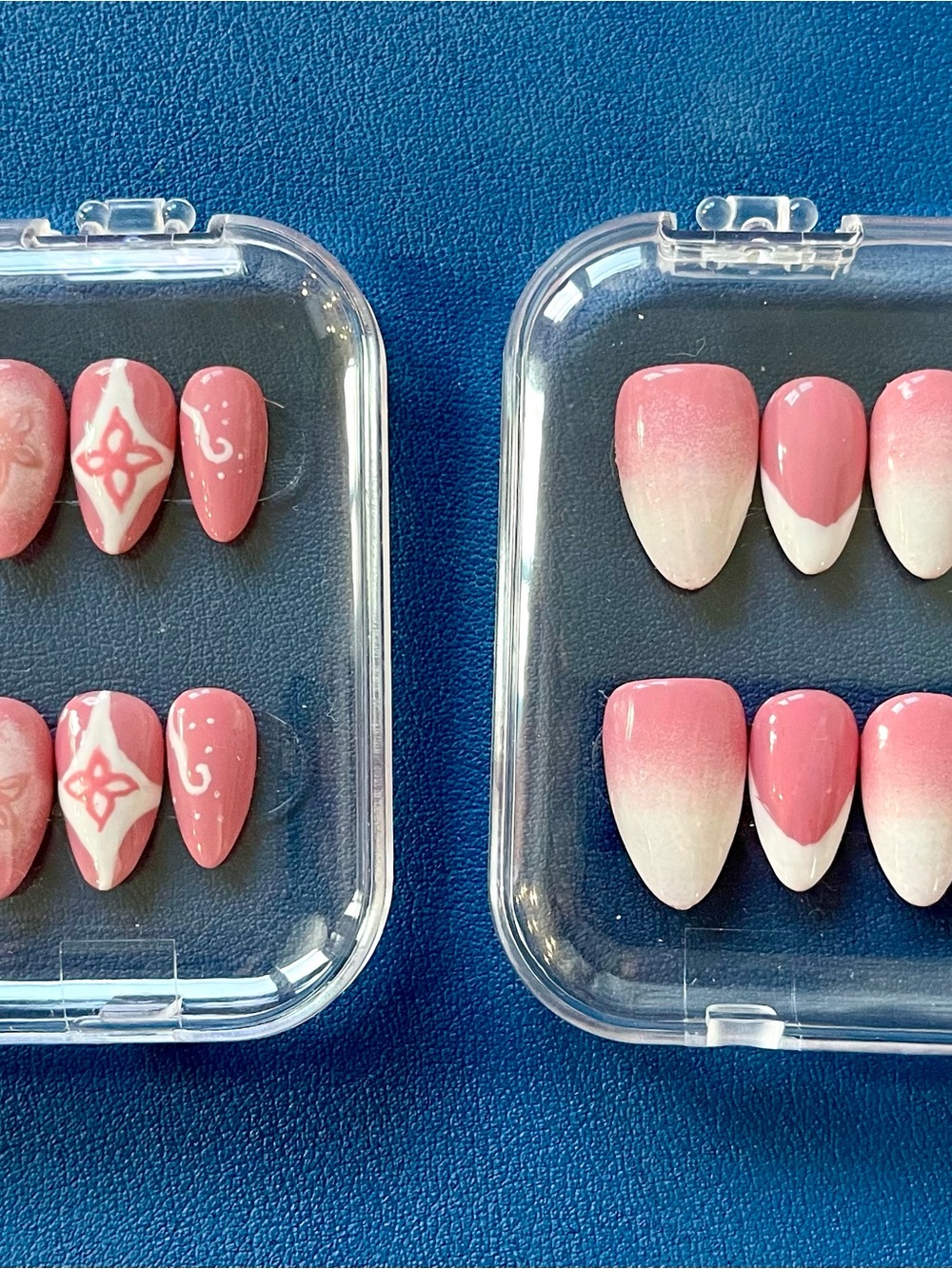 Pink Ombre & Pattern Press-On Nail Set - Women Makeup
